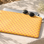 Housse d'ordinateur portable jaune aux pois roses