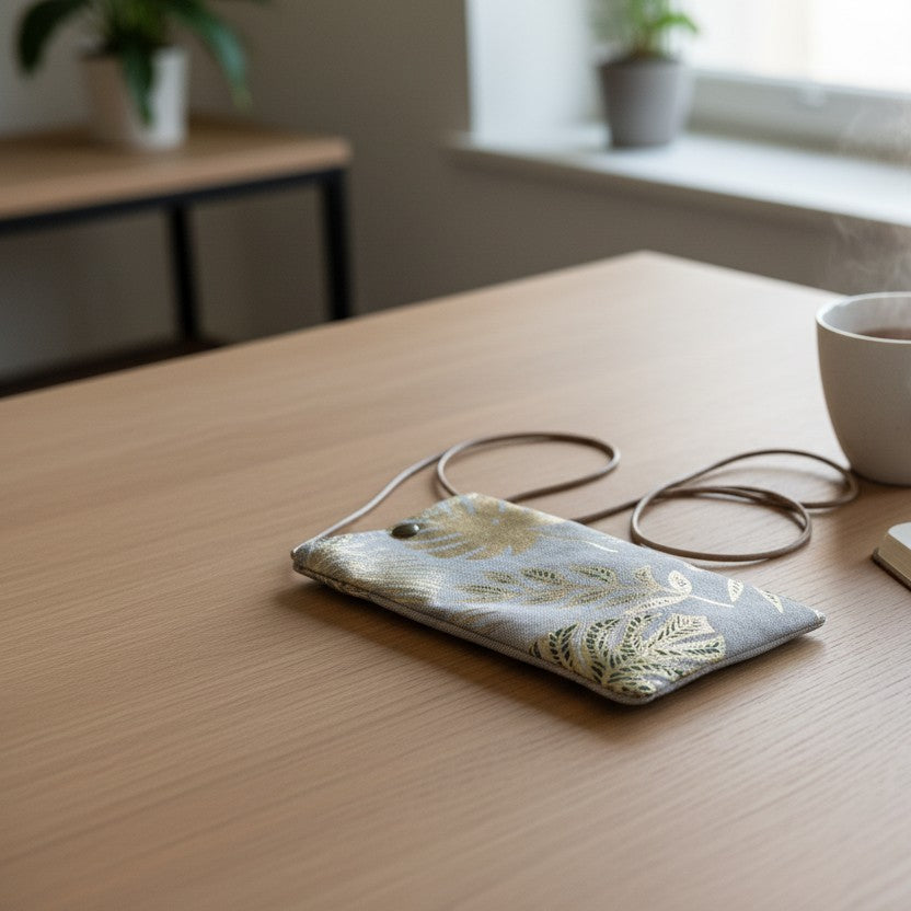 Pochette téléphone à bandoulière doré