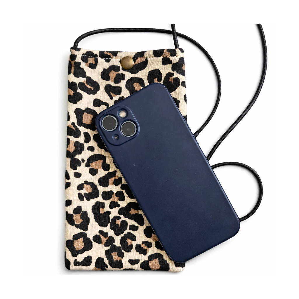 Pochette téléphone à bandoulière leopard