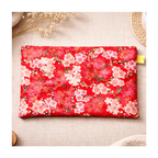 Trousse tissu japonais fleurs de cerisier rouge