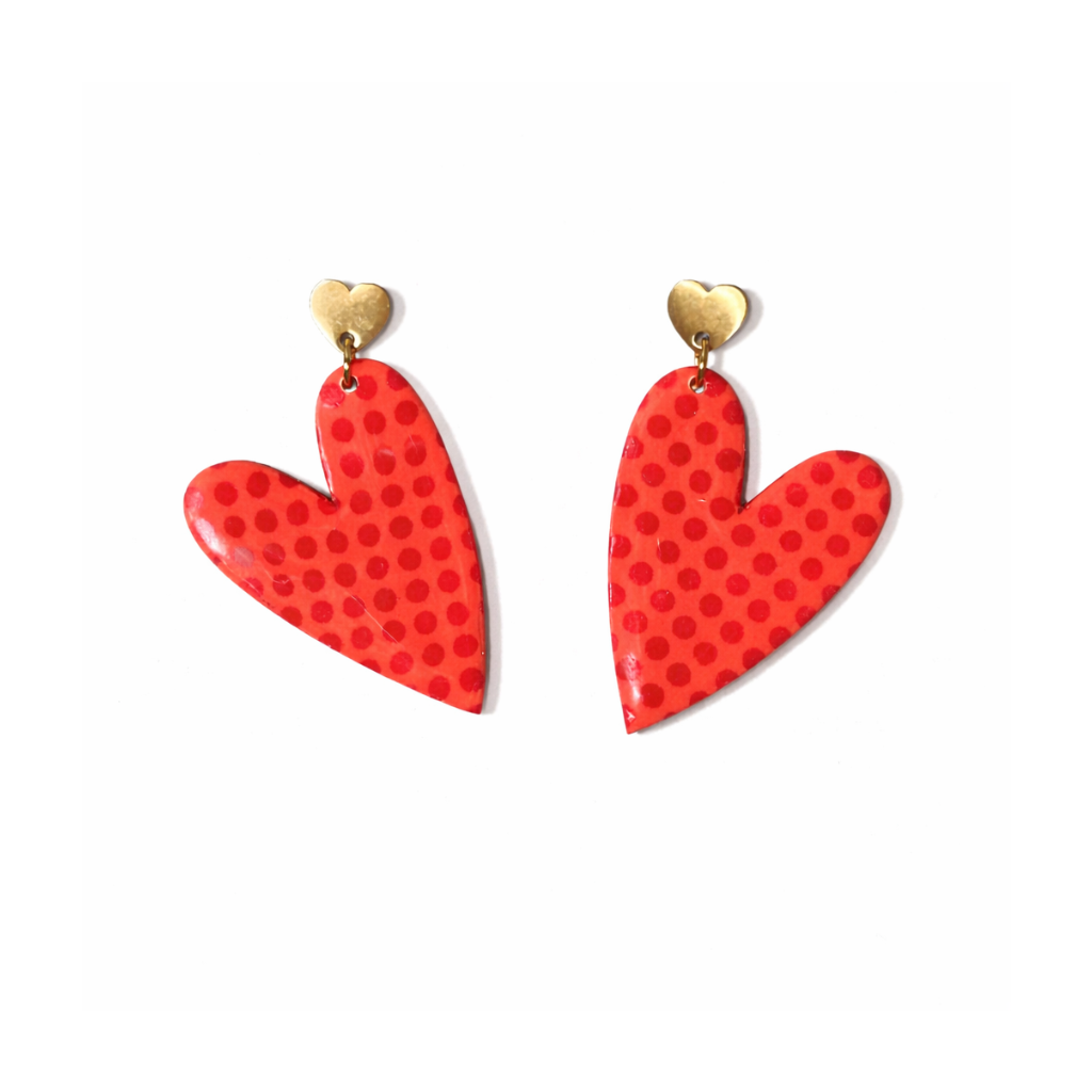 Boucles d'oreilles coeur à pois