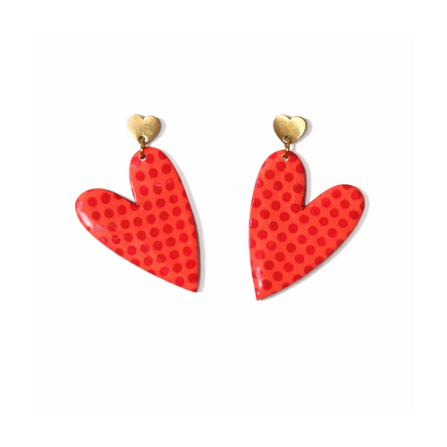 Boucles d'oreilles coeur à pois