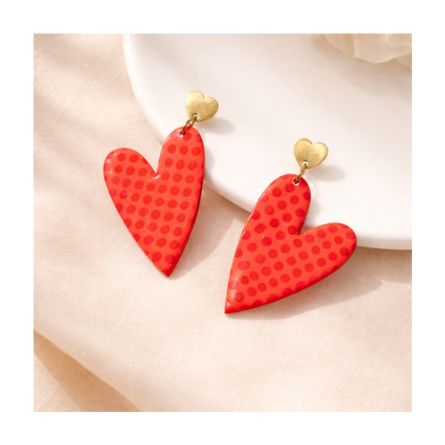 Boucles d'oreilles coeur à pois