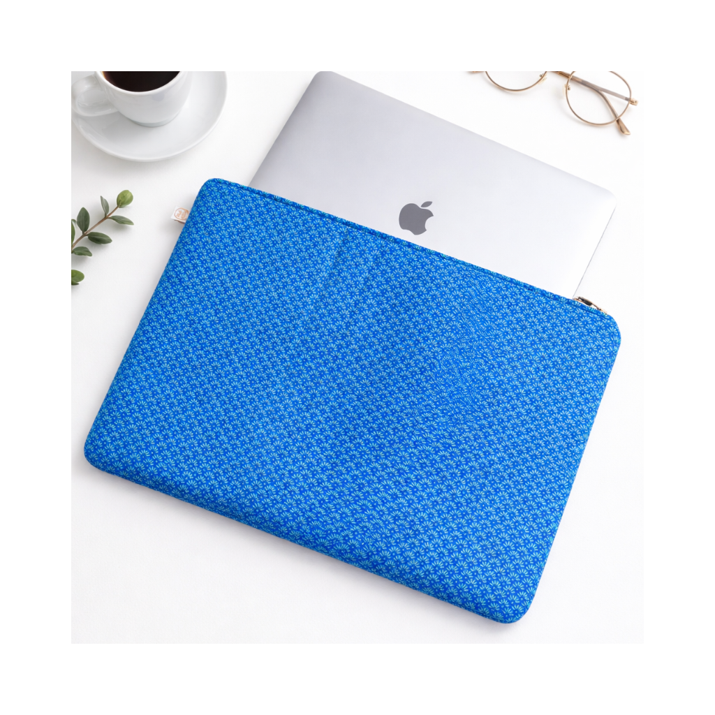 Housse d'ordinateur portable vichy bleu Petit Pan