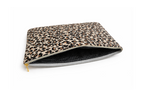 Housse d'ordinateur portable en lin leopard