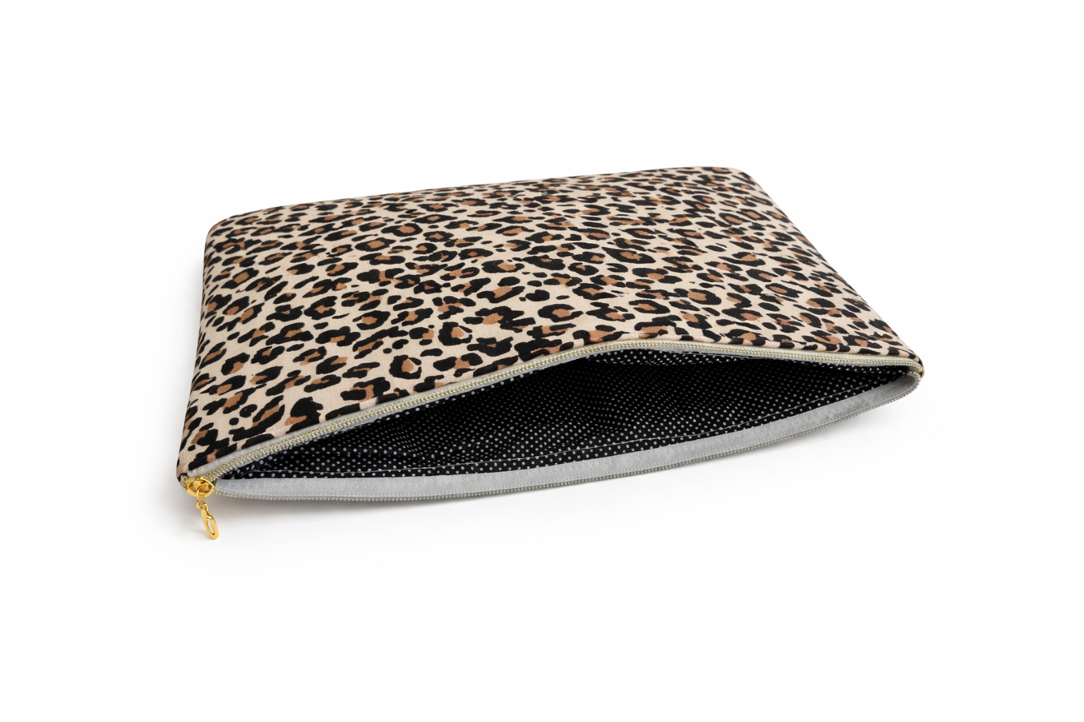 Housse d'ordinateur portable en lin leopard