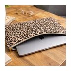 Housse d'ordinateur portable en lin leopard