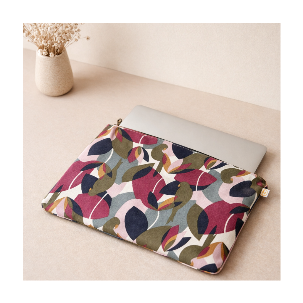Housse d'ordinateur portable feuilles et perroquets