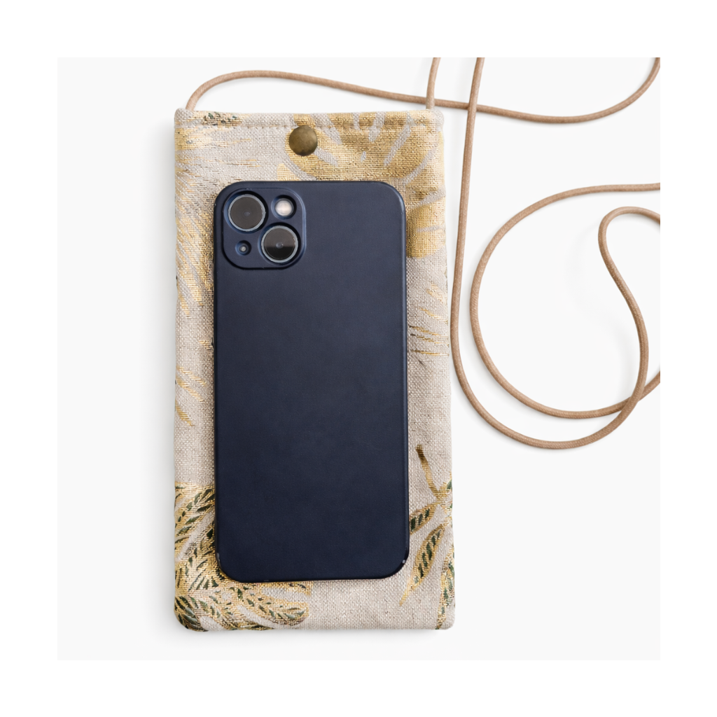 Pochette téléphone à bandoulière doré