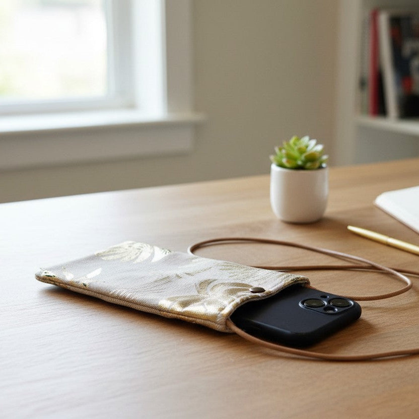 Pochette téléphone à bandoulière doré