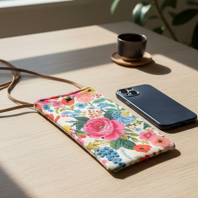 Pochette téléphone à bandoulière fleuri