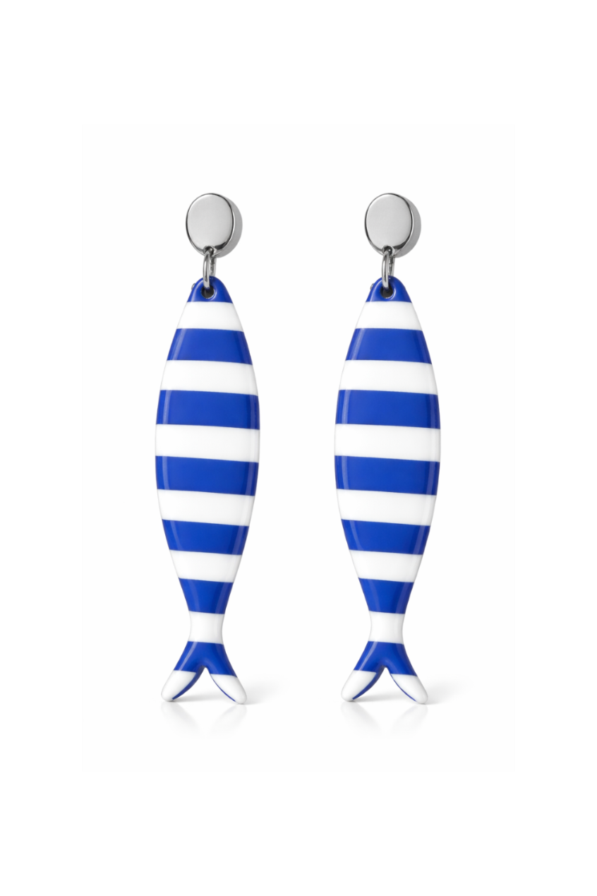 Boucles d'oreilles poissons rayures marinière