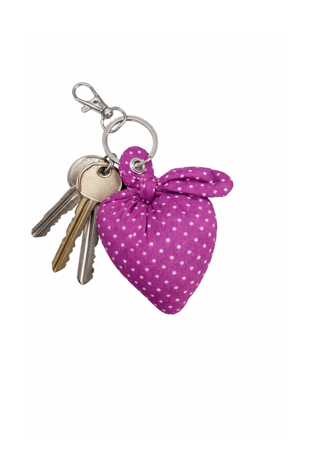 Porte-clés gros coeur à pois