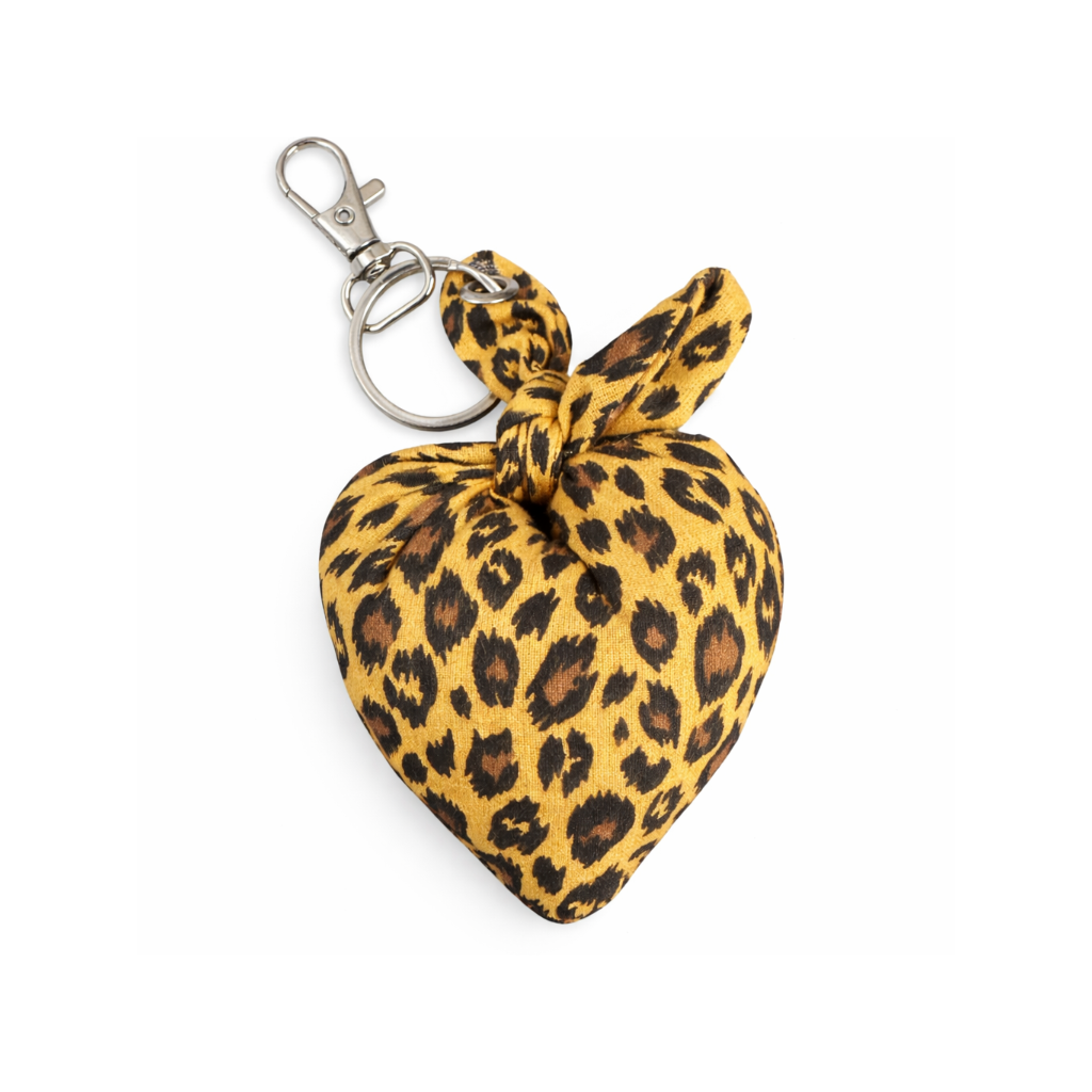 Porte-clés gros coeur leopard