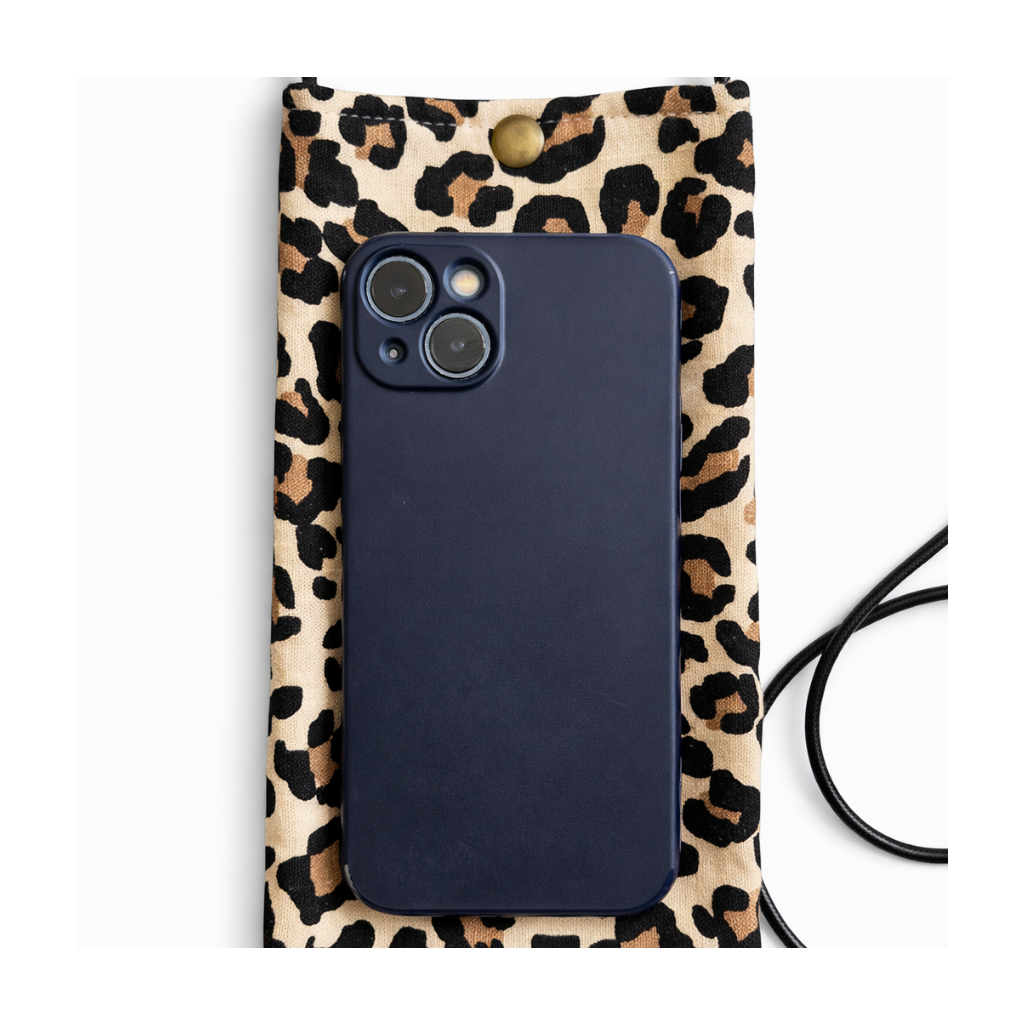 Pochette téléphone à bandoulière leopard