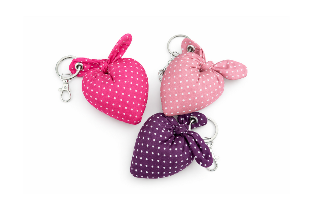Porte-clés gros coeur à pois