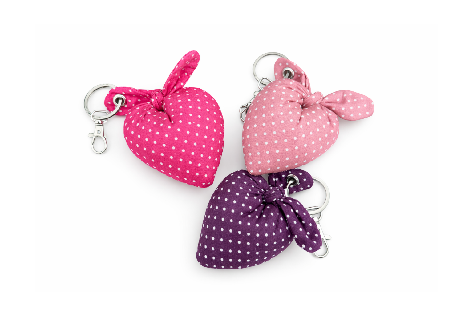 Porte-clés gros coeur à pois