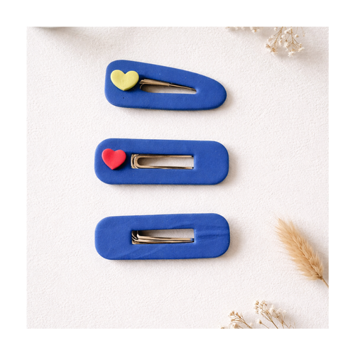 Barrettes bleues avec petit coeur