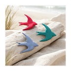 Broche hirondelle 3 couleurs à pois blancs