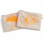 Trousse sérigraphie fleurs orange fluo