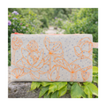 Trousse sérigraphie fleurs fluo et pois violets