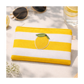 Trousse rayures jaunes et blanches écusson citron