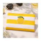 Trousse rayures jaunes et blanches écusson citron