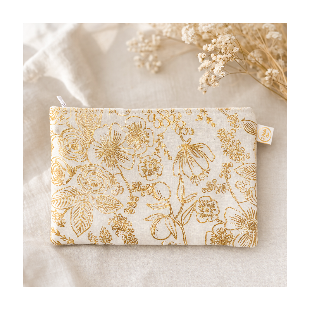 Trousse fleurs dorées
