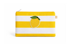 Trousse rayures jaunes et blanches écusson citron