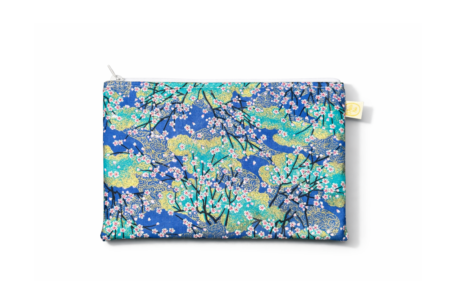 Trousse tissu japonais fleurs de cerisier bleu