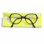 Étui à lunettes tissu gaufré vichy fluo