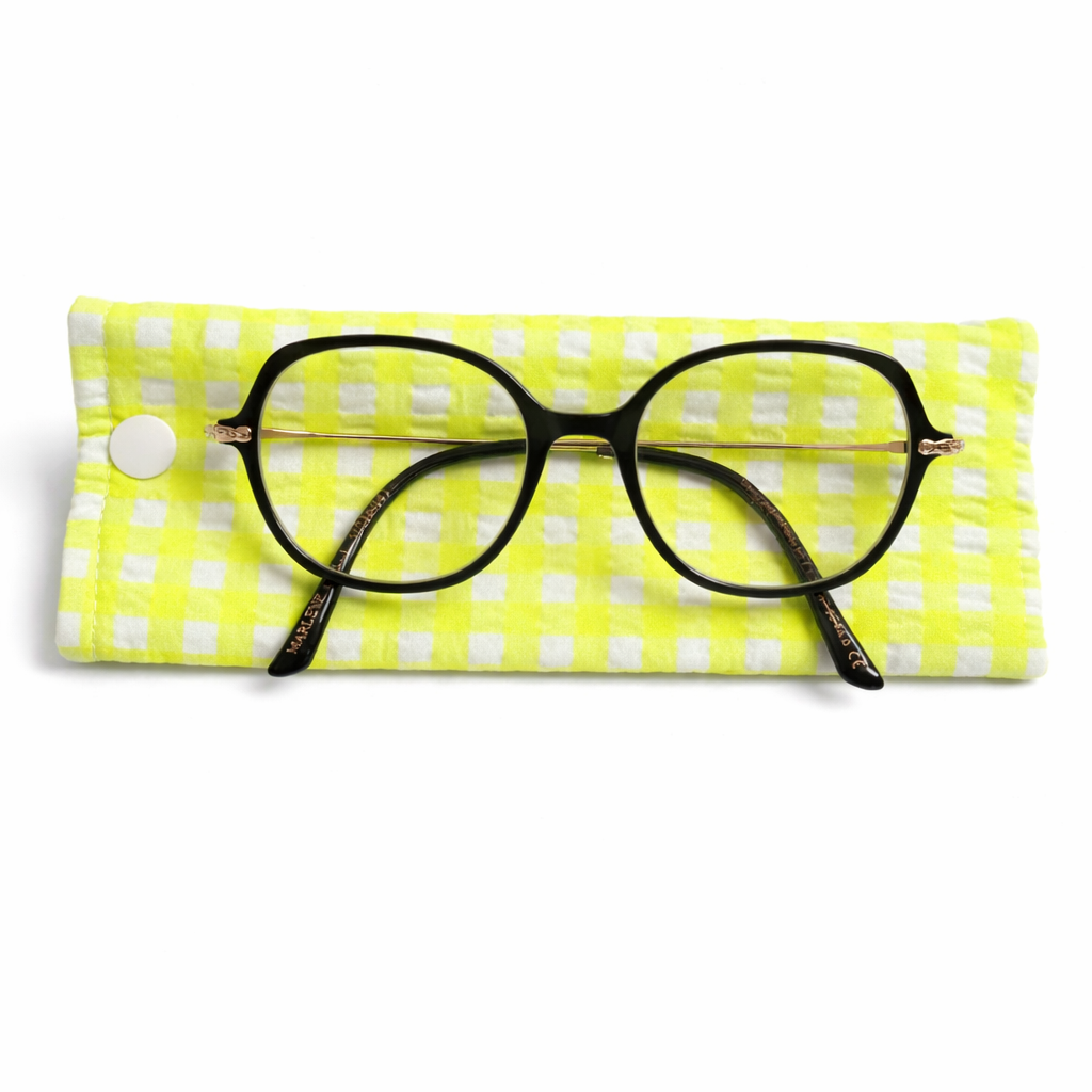 Étui à lunettes tissu gaufré vichy fluo